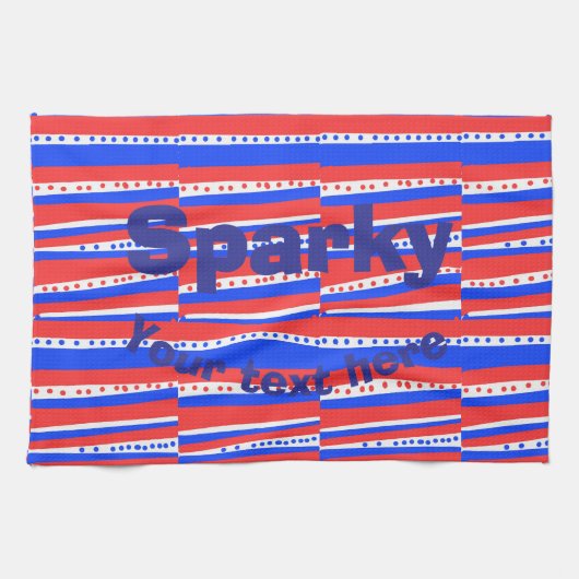 Red White Blue Circles Stripes キッチンタオル (横)