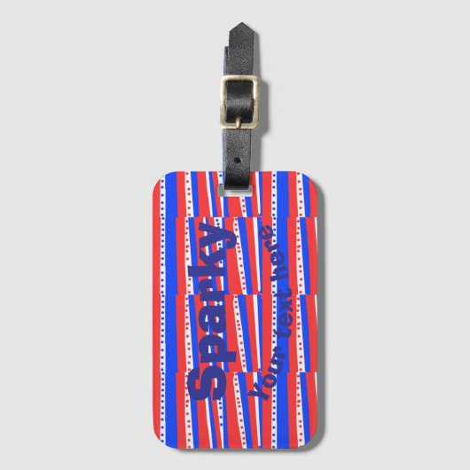 Red White Blue Circles Stripes  ラゲッジタグ (正面縦)