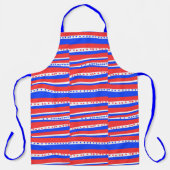 Red White Blue Circles Stripes Apron エプロン (正面)
