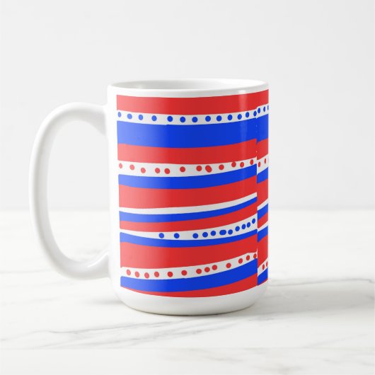 Red White Blue Circles Stripes Chili コーヒーマグカップ (左)