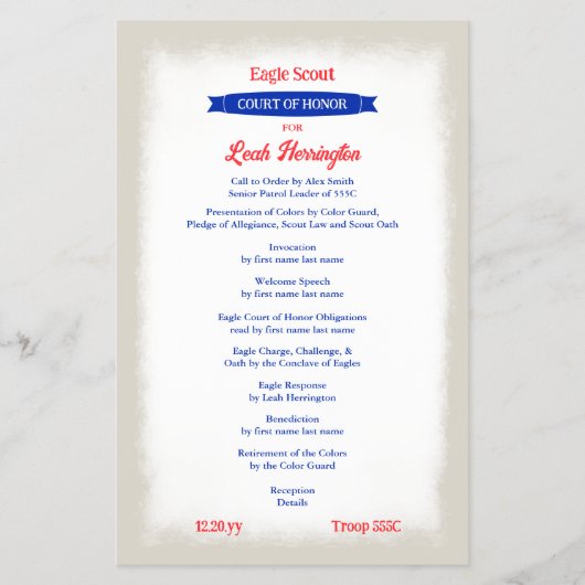 Red, White, Blue Court of Honor Program チラシ (正面)