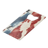 Red White Blue Cow Animal Print クレジットカード栓抜き (正面アングル)