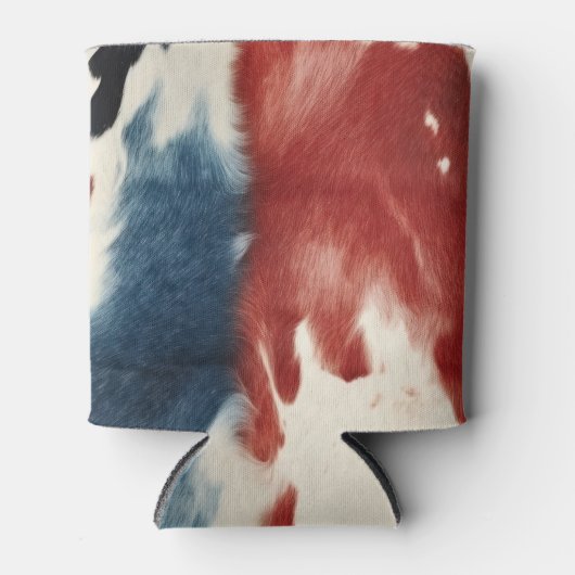 Red White Blue Cow Print 缶クーラー (正面)
