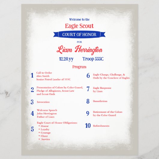 Red, White, Blue Eagle Court of Honor Program チラシ (正面)