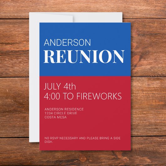 Red White Blue Family Reunion Invitation 招待状