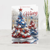 Red White Blue Festive Christmas Trees  カード (正面)