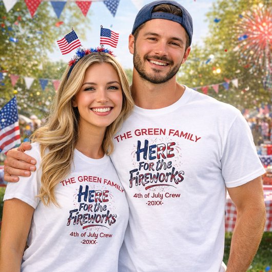 Red White Blue Fireworks 4th of July Family Crew  Tシャツ