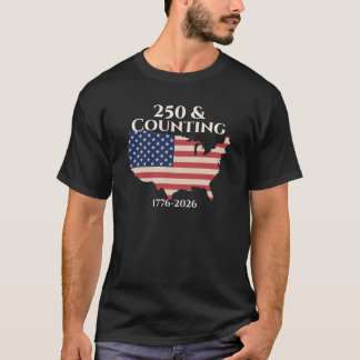 Red White Blue Flag Map 250 & Counting 1776–2026 Tシャツ