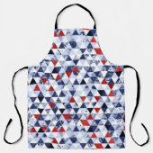 RED WHITE BLUE GLITTER LOOK TRIANGLE PATTERN エプロン (正面)
