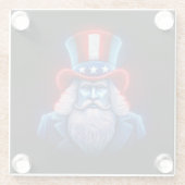 Red White Blue Hologram Of USA Uncle Sam ガラスコースター (裏面)