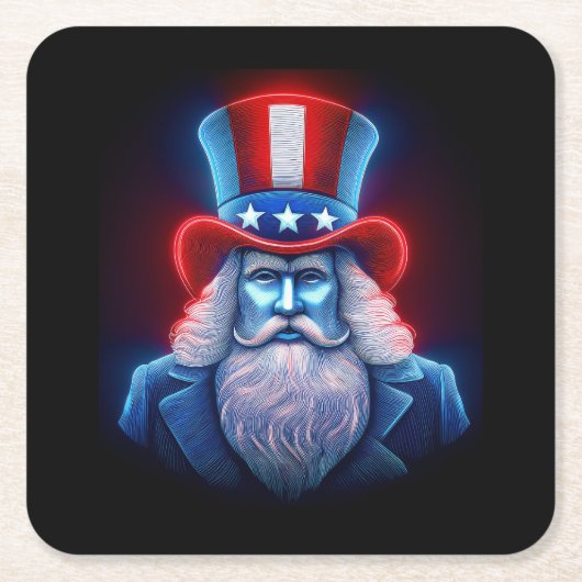 Red White Blue Hologram Of USA Uncle Sam スクエアペーパーコースター (正面)