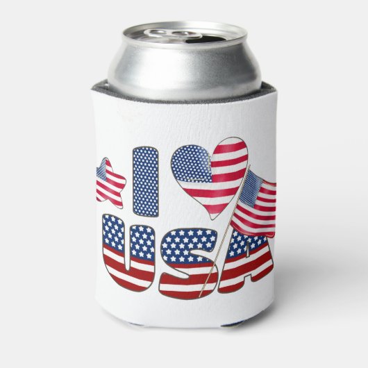 RED WHITE BLUE I HEART USA PATRIOTIC 缶クーラー (缶裏面)