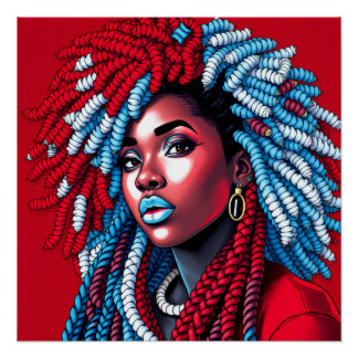 Red white & blue melanin sista black girl magic ポスター
