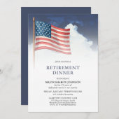 Red White Blue Military American Flag Retirement 招待状 (正面/裏面)