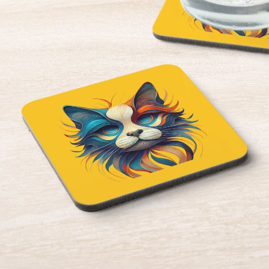 Red White & Blue Patriotic Cat コースター (左側)