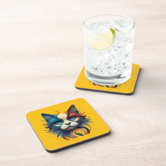 Red White & Blue Patriotic Cat コースター (右側)