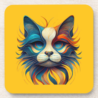 Red White & Blue Patriotic Cat コースター