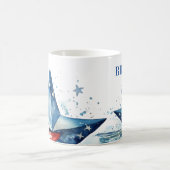 Red White Blue Patriotic Monogram コーヒーマグカップ (中央)