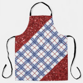 RED WHITE BLUE PATRIOTIC PLAID PATTERN エプロン (正面)