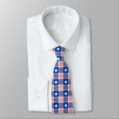 Red White Blue Plaid Stars Stripes Pattern Neck Ti ネクタイ (タイ)