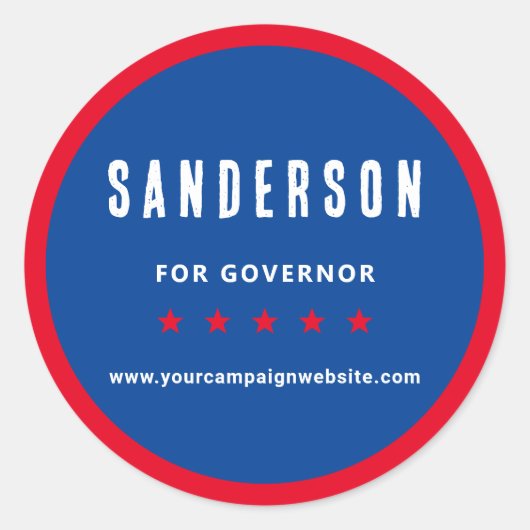 Red White Blue Political Election Campaign Name ラウンドシール (正面)