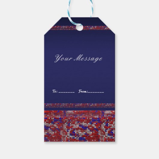 Red White & Blue Sparkle続編7月4日パーティー ギフトタグ (正面)