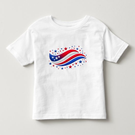 Red White Blue Stars & Wave Design – USA Pride Shi トドラーTシャツ (正面)