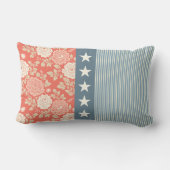 Red White Blue Stripe Block Print Stars ランバークッション (裏面)