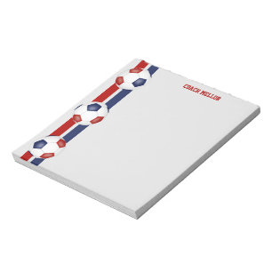 red white blue team colors soccer coach custom ノートパッド