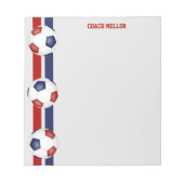 red white blue team colors soccer coach custom ノートパッド (正面)