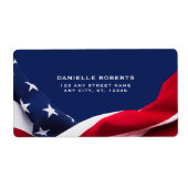 Red White & Blue-USA Flag Stars And Stripes ラベル (正面)