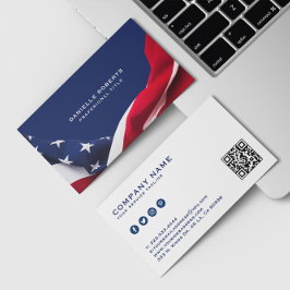 Red White & Blue-USA Flag Stars And Stripes 名刺
