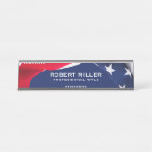 Red White & Blue-USA Flag Stars And Stripes 4 デスクネームプレート (正面)