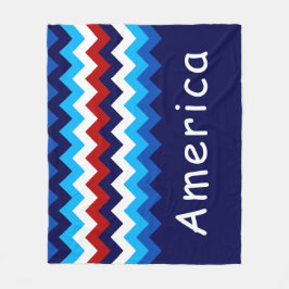 Red White Blue Zigzag Custom Medium Fleece Blanket フリースブランケット
