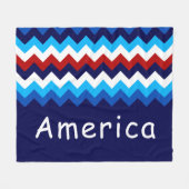 Red White Blue Zigzag Custom Medium Fleece Blanket フリースブランケット (正面(横))