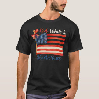 Red White Blueberries American Flag PNG Blueberry  Tシャツ