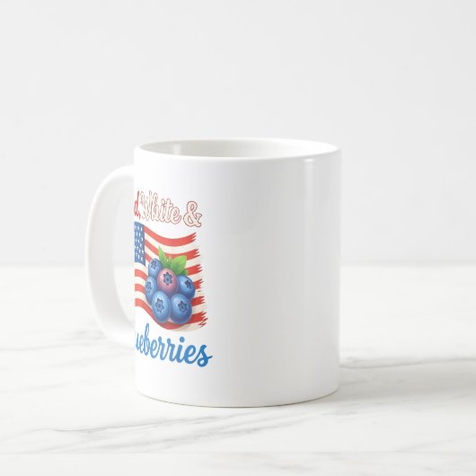 Red White Blueberries Funny Patriotic Usa Flag Vin コーヒーマグカップ (正面左)