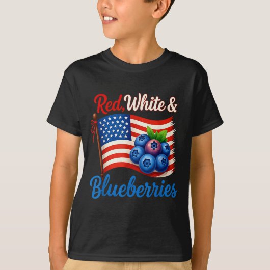 Red White Blueberries Funny Patriotic Usa Flag Vin Tシャツ (正面)
