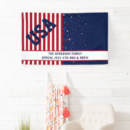 red white blueUSA Patriotic Flag stars and stripes 横断幕