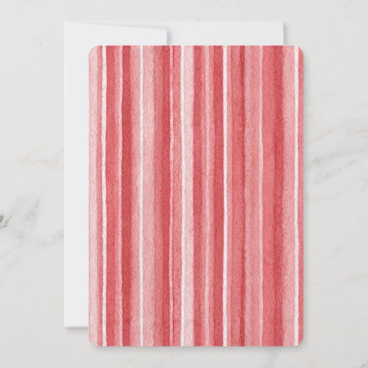 Red White Blush Pink Stripes Birthday 招待状 (裏面)