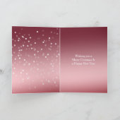 Red White Bokeh Dots Christmas Deer in Window カード (内部)