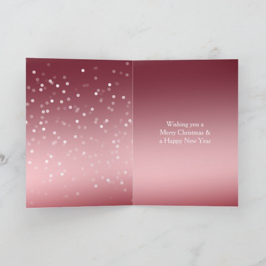 Red White Bokeh Dots Christmas Tree with Bows カード (内部)