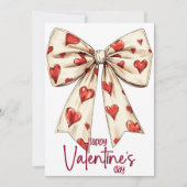Red White Bow Happy Valentines Day シーズンカード (正面)