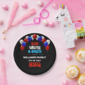 Red White & Brew 7月4日BBQファミリーパーティー ペーパープレート (パーティー)