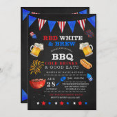 Red White & Brew 7月4日BBQ招待状 招待状 (正面/裏面)
