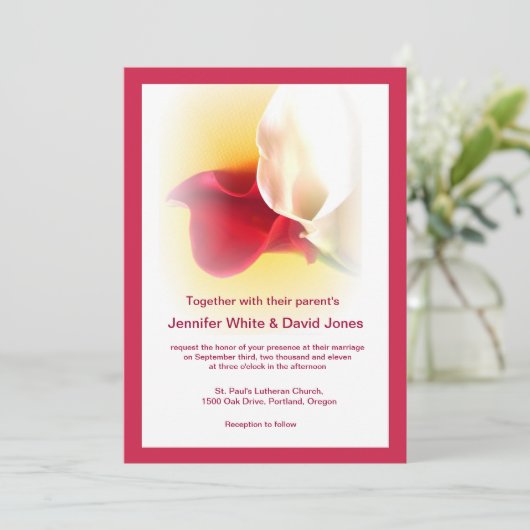 Red & White Calla Lily Wedding Invitation 招待状 (スタンド正面)