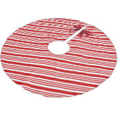 Red White Candy Cane Diagonal Stripes Bow ブラッシュドポリエステルツリースカート (アングル)