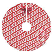 Red White Candy Cane Diagonal Stripes Bow ブラッシュドポリエステルツリースカート (正面)