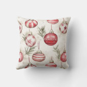 Red White Candy Cane Ornaments Christmas クッション (裏面)