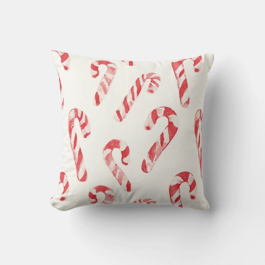Red White Candy Cane Ornaments Christmas クッション (正面)